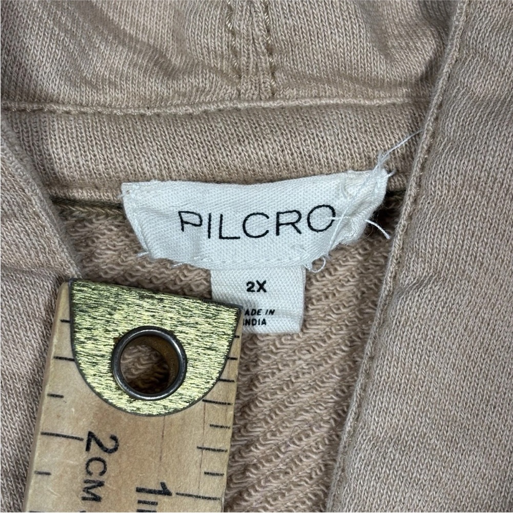 Pilcro By Anthropologie Womens 2XL Brown Tan Side Tie Short Sleeve Button Front - Picture 5 of 9